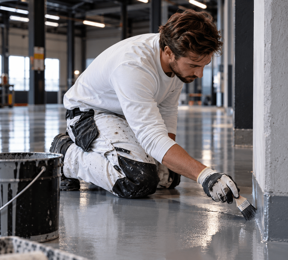 Industripenslar för golvlack, betongfärg och epoxi